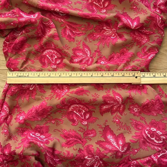 Flirty Floral Ruffle Dress in Pink and Tan - Picture 8 of 9